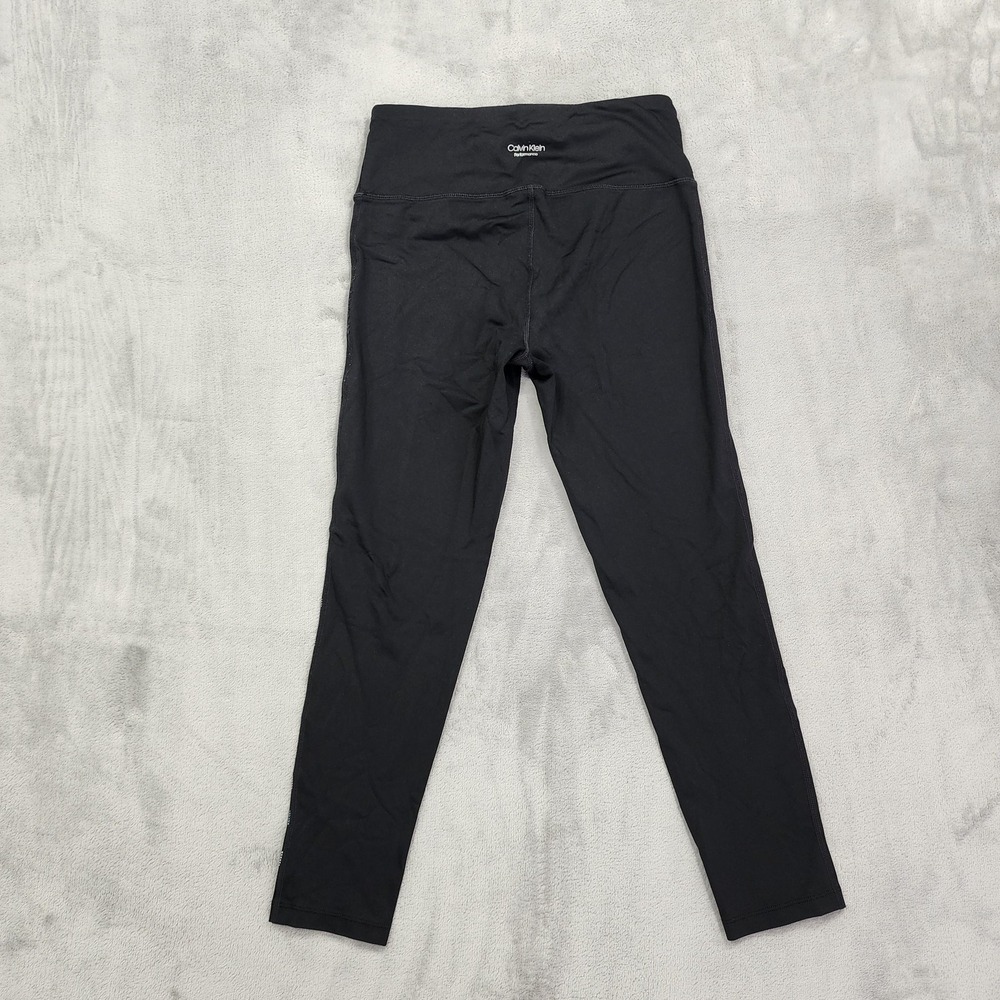 Calvin Klein Performance Leggings Womens S Black Wick Logo Ankle Yoga Workout - Picture 3 of 11